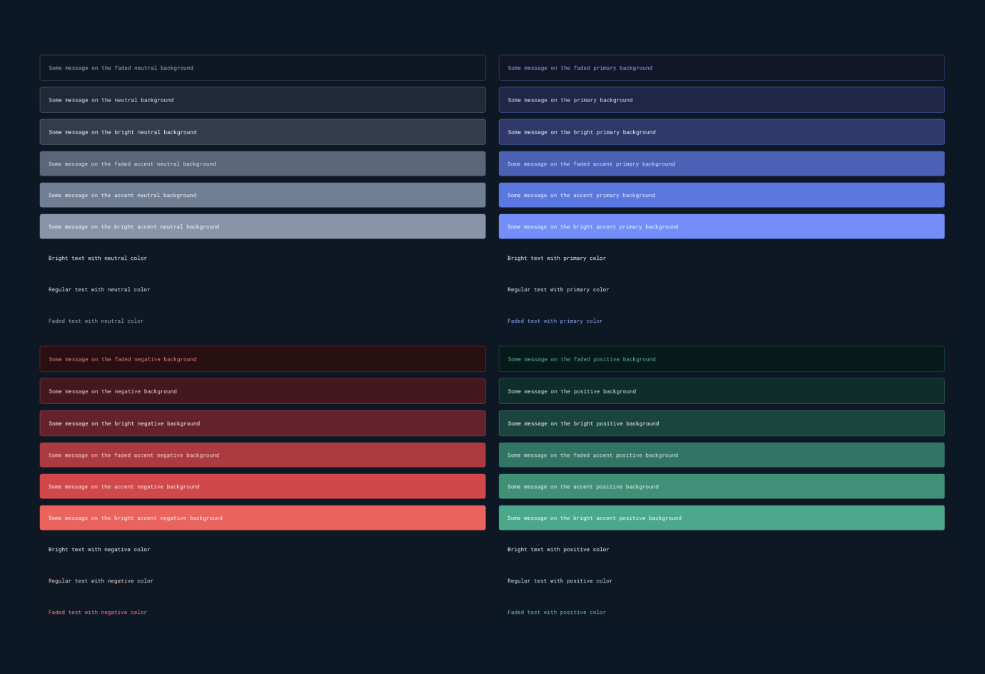 Semantic tokens for each tone with contrast checks